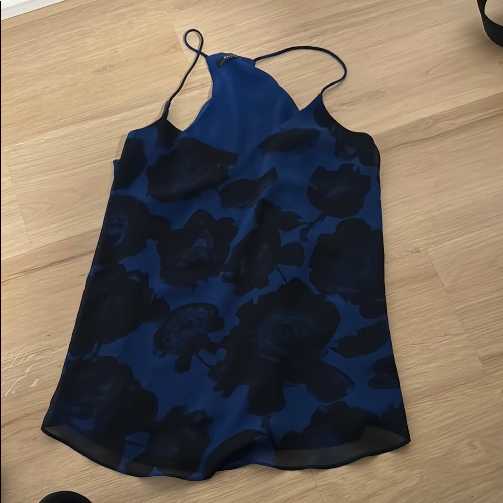 Elegant Blue Floral Women's Top